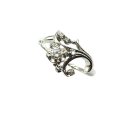 APPRAISED $1150 - 18kt White Gold Band with 6 Single Cut Diamonds - T. - .06ct and 1 Round Brilliant Diamond - EST. - .16ct 