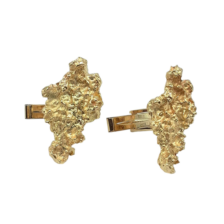 APPRAISED $1400 - 14kt Yellow Gold Nugget Cufflinks 