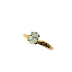 APPRAISED $2200 - 14kt Yellow Gold Band with 1 Oval Diamond Center - EST. - .53ct 