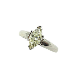APPRAISED $4300 - 14kt White Gold Band with 1 Marquise Diamond - T. - .77ct in a Cathedral Setting