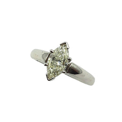 APPRAISED $4300 - 14kt White Gold Band with 1 Marquise Diamond - T. - .77ct in a Cathedral Setting 