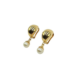 APPRAISED $400 - 14kt Yellow Gold Earrings with Freshwater Pearls (6.7mm) with Omega Backs 
