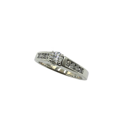 APPRAISED $1700 - 14kt White Gold Band with 1 Round Brilliant Diamond Center - T. - .82ct and 8 Round Brilliant Diamonds - T. - .26ct 