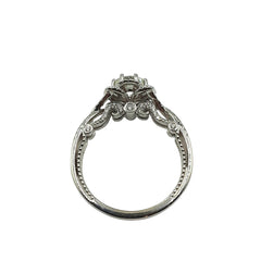 APPRAISED $12,350 - 14kt White Gold Band with 1 Round Brilliant Diamond Center - T. - 1.20ct in Verragio Setting and 14 Round Brilliant Diamonds - T. - .50ct in a Flora Halo Isignia Style 
