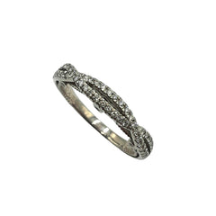 APPRAISED $2900 - 18kt White Gold Band with 52 Round Brilliant Diamonds - T. - .30ct in a Infinity Design with Scroll Under Gallery 
