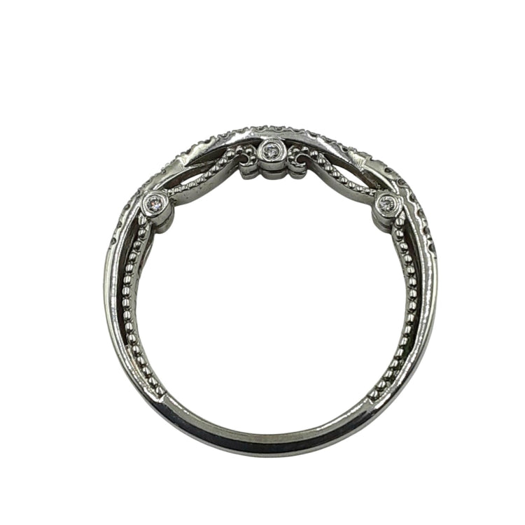APPRAISED $2900 - 18kt White Gold Band with 52 Round Brilliant Diamonds - T. - .30ct in a Infinity Design with Scroll Under Gallery 