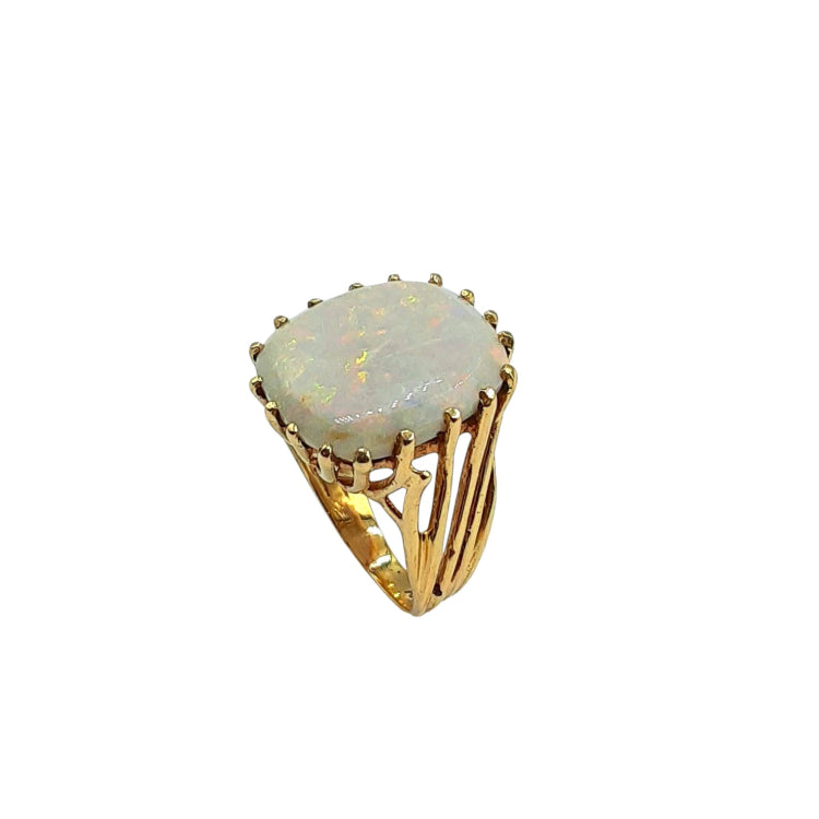 APPRAISED $950 - 14kt Yellow Gold Band with 1 Rectangle Opal Tablet (16x14) 