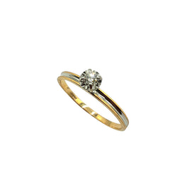 APPRAISED $200 - 14kt Two-Tone Band with 1 Round Brilliant Diamond Center - T. - .05ct 