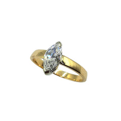 APPRAISED $375 - 14kt Yellow Gold Band with 1 Marquise-Shaped Cubic Zirconia (9x4.5)