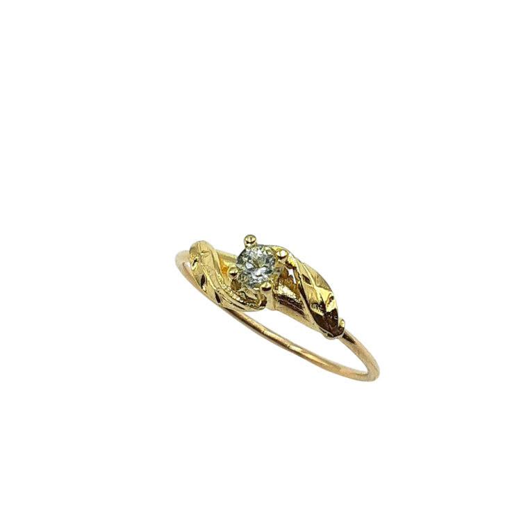 APPRAISED $140 - 14kt Yellow Gold Band with 1 Round White Zircon (3mm) 