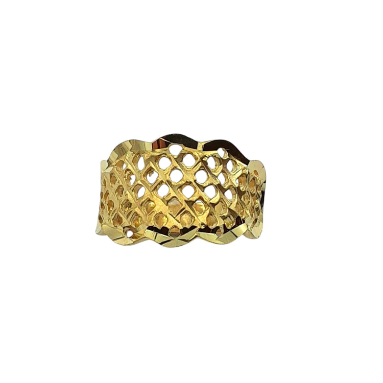 APPRAISED $425 - 14kt Yellow Gold Lattice Diagonal Cut Band 