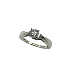 APPRAISED $1100 - 14kt White Gold Band with 1 Round Brilliant Diamond Center - EST. - .35ct 