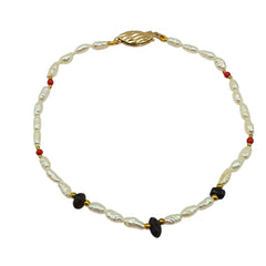 APPRAISED $35- Freshwater Pearl Alternating with Black & Red Beads