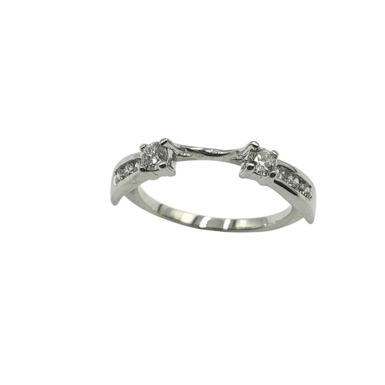APPRAISED $600 - 14kt White Gold Wrap Band with 8 Round Diamonds - T. - .20ct