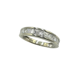 APPRAISED $3500 - 14kt White Gold Band with 9 Baguette and Princess Diamonds - T. - 1.02ct 