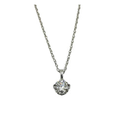 APPRAISED $1600 - 14kt White Gold Pendant with 1 Round Brilliant Diamond Center - T. - .54ct 