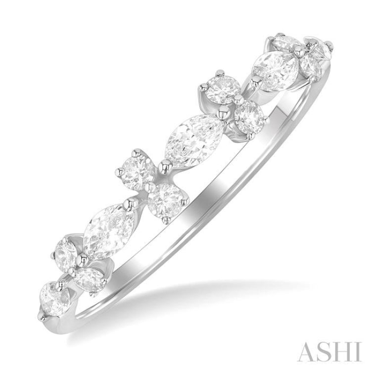 1/2 Ctw Scatter Marquise and Round Cut Diamond Fashion Band in 14K White Gold