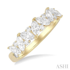 1.00 Ctw Scatter Marquise and Round Cut Diamond Fashion Band in 14K Yellow Gold