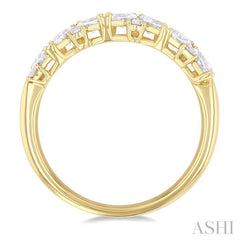 1.00 Ctw Scatter Marquise and Round Cut Diamond Fashion Band in 14K Yellow Gold
