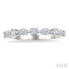 5/8 Ctw Scatter East-West Set Marquise and Round Cut Diamond Fashion Band in 14K White Gold