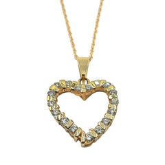 APPRAISED $1000 - 14kt Yellow Gold Heart Pendant with 17 Round Brilliant Diamonds - T. - .42ct 