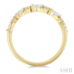 3/8 Ctw Wave Pattern Scatter Marquise and Round Cut Diamond Fashion Band in 14K Yellow Gold