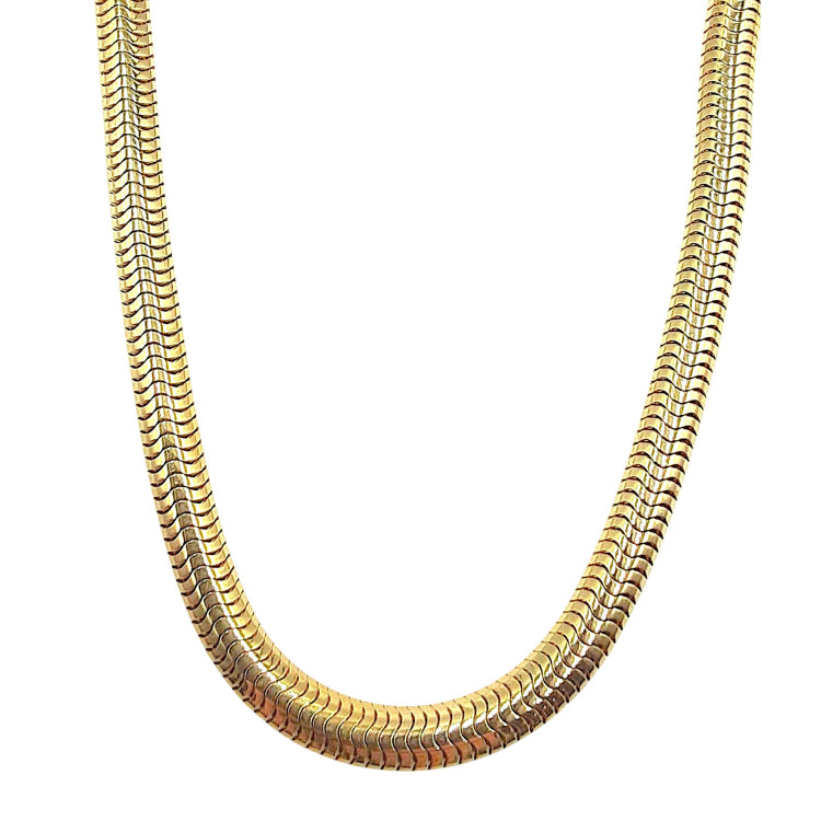 APPRAISED $5000 - 14kt Yellow Gold 5mm Snake Necklace (15.5") with a Panther Link Clasp 