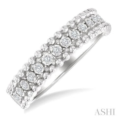 1/10 Ctw Round Cut Bead Bijoux Diamond Bold Bead Design Fashion Band in Sterling Silver