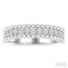 1/10 Ctw Round Cut Bead Bijoux Diamond Bold Bead Design Fashion Band in Sterling Silver