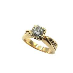 APPRAISED $1800 - 14kt Yellow Gold Engagement Ring with 1 Round Brilliant Diamond Center - EST. - .50ct 