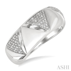 1/10 Ctw Bold Straight and Inverted Chevron Round Cut Diamond Wide Fashion Band in Sterling Silver