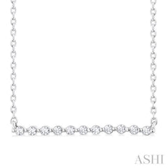 1/10 Ctw Petite Bar Round Cut Diamond Pendant With Chain in Sterling Silver