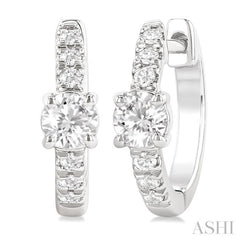 3/8 Ctw Round Shape Round Cut Diamond Fashion Huggie Petite Earrings in 14K White Gold
