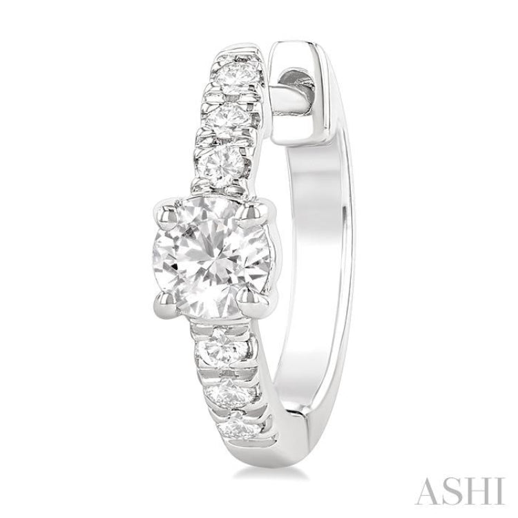 3/8 Ctw Round Shape Round Cut Diamond Fashion Huggie Petite Earrings in 14K White Gold