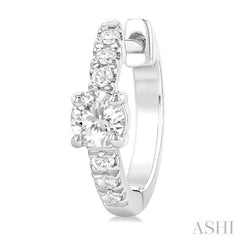 3/8 Ctw Round Shape Round Cut Diamond Fashion Huggie Petite Earrings in 14K White Gold