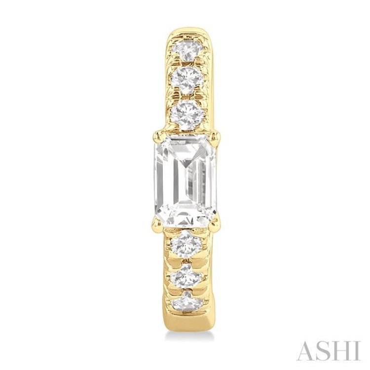 3/8 Ctw Octagon Shape and Round Cut Diamond Fashion Huggie Petite Earrings in 14K Yellow Gold