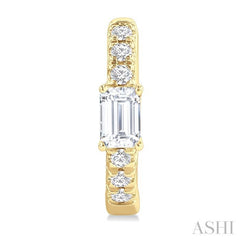 3/8 Ctw Octagon Shape and Round Cut Diamond Fashion Huggie Petite Earrings in 14K Yellow Gold