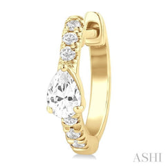 3/8 Ctw Pear Shape and Round Cut Diamond Fashion Huggie Petite Earrings in 14K Yellow Gold
