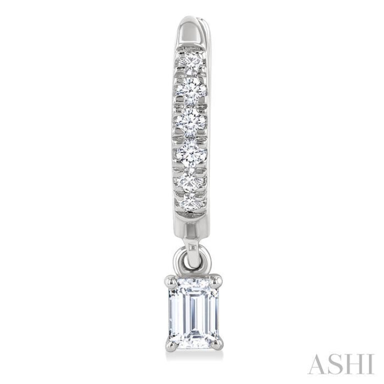 3/8 Ctw Octagon Shape and Round Cut Diamond Fashion Huggie Petite Earrings in 14K White Gold