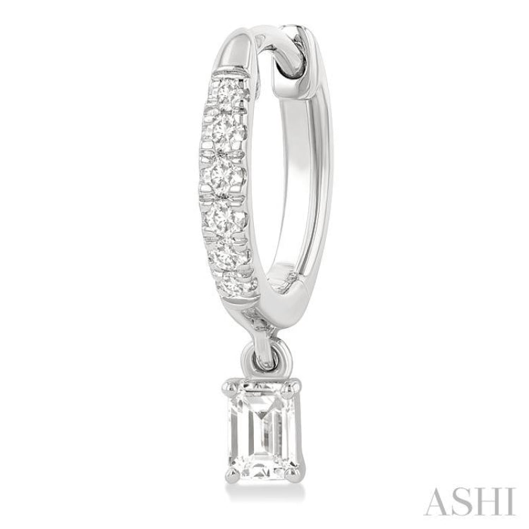 3/8 Ctw Octagon Shape and Round Cut Diamond Fashion Huggie Petite Earrings in 14K White Gold