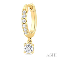 3/8 Ctw Round Shape Round Cut Diamond Fashion Huggie Petite Earrings in 14K Yellow Gold