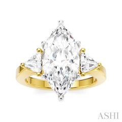 1/2 Ctw Marquise Shape Trillion and Round Cut Diamond Semi Mount Engagement Ring in 14K Yellow and White Gold