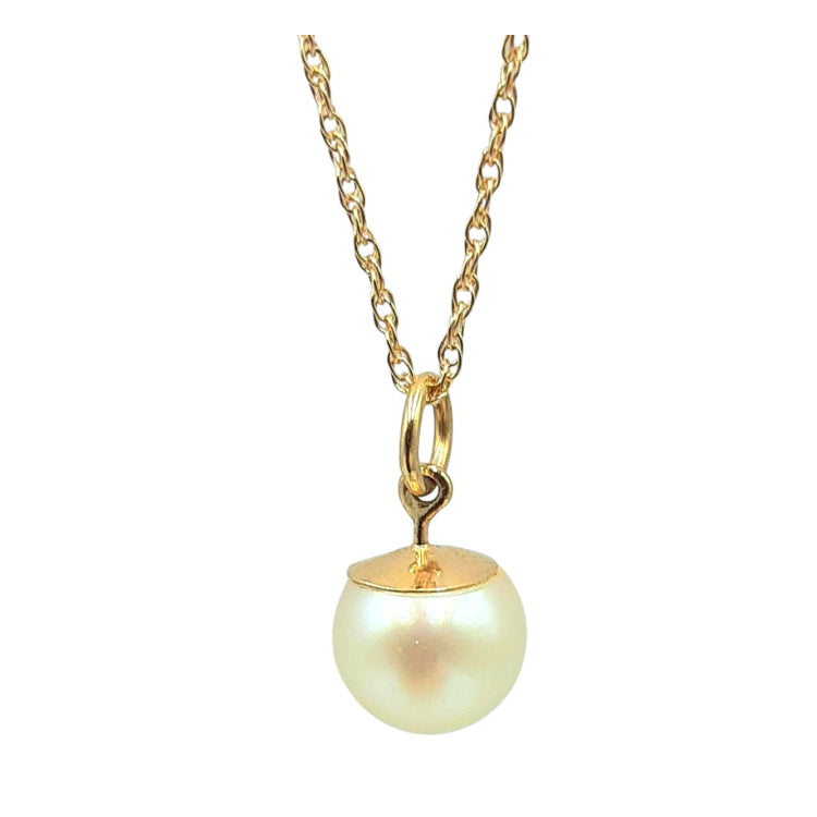 APPRAISED $300 - 14kt Yellow Gold Chain with 1 Freshwater Pearl Pendant 