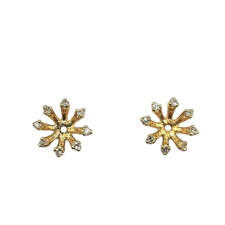 APPRAISED $375 - 14kt Yellow Gold Ear Jackets with 16 Single Cut Diamonds - T. - .16ct (Studs Sold Separately)