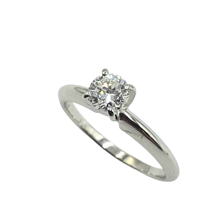 APPRAISED $1500 - 14kt White Gold Band with 1 Round Brilliant Diamond Center - EST. - .42ct 