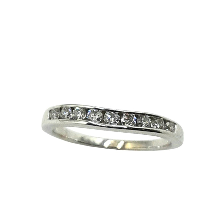 APPRAISED $750 - 14kt White Gold Band with 9 Round Brilliant Diamonds - T. - .25ct 