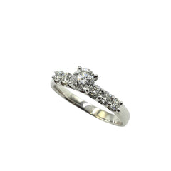 APPRAISED $2600 - 14kt White Gold Band with 1 Round Brilliant Diamond Center - EST. - .49ct and 6 Round Brilliant Diamond on Sides - T. - .36ct