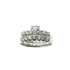 APPRAISED $2600 - 14kt White Gold Band with 1 Round Brilliant Diamond Center - EST. - .49ct and 6 Round Brilliant Diamond on Sides - T. - .36ct