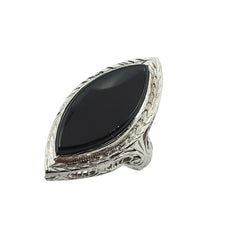 APPRAISED $500 - 14kt White Gold Band with 1 Marquise Onyx Tablet (20x10)