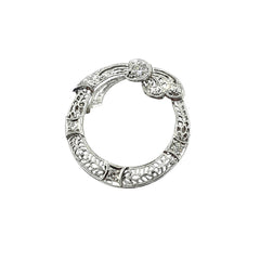 APPRAISED $1500- 18KT White Gold Filigree Wreath Pendant with 1 Larger Old European Cut Diamond and 3 Smaller -T-.24CT 
Color: GH
Clarity: VS